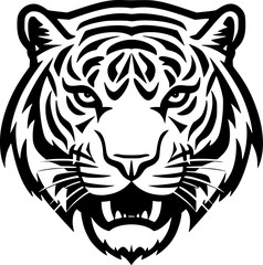 Tiger - Black and White Isolated Icon - Vector illustration