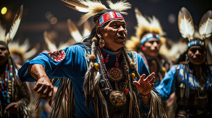 Indigenous dancers and musicians at Gathering of Nations, USA
