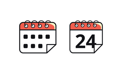 Calendar vector flat icon marking a specific day. Vector illustration of calendar icon with day 24.