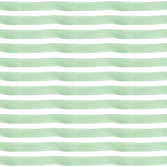 Green watercolor brush stripes seamless pattern. Hand painted lines textured background. Lines of artistic drawing of a tablecloth. Distressed watercolor background with pain stripes