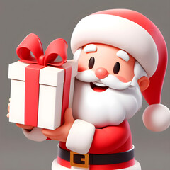 santa claus with gift box blanc 3d