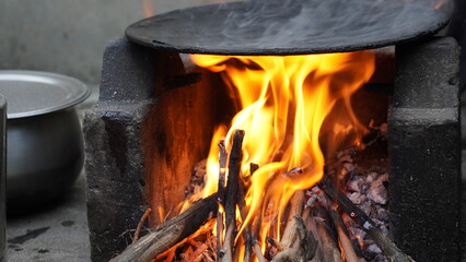 wood burning in a fireplace