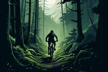 Mountain Biking in a Lush Green Forest