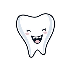 Cute cartoon tooth character vector clipart