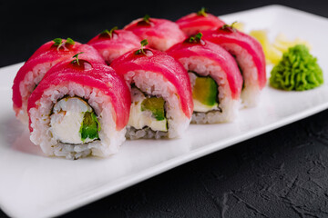 Sushi roll Maguro with tuna and shrimp