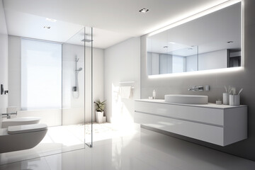 Fototapeta na wymiar Minimal design interior of modern contemporary bathroom
