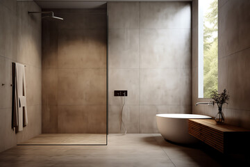 Naklejka na ściany i meble Minimal design interior of modern contemporary bathroom
