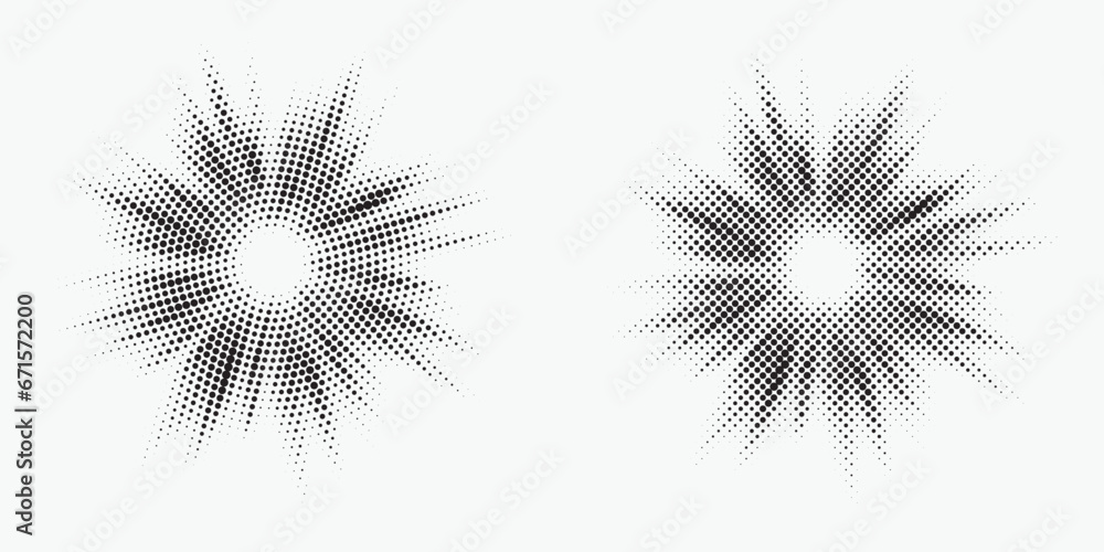 Poster halftone background. glowing light halftone effect. abstract grunge starburst halftone dots backgrou