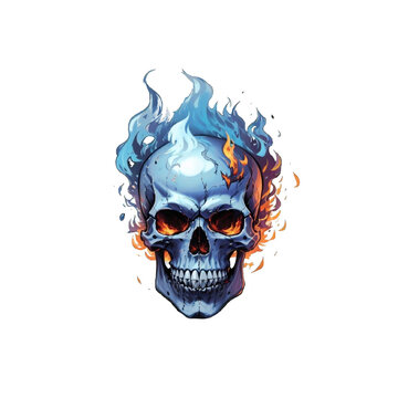Skull in Blue Fire Flame HD 