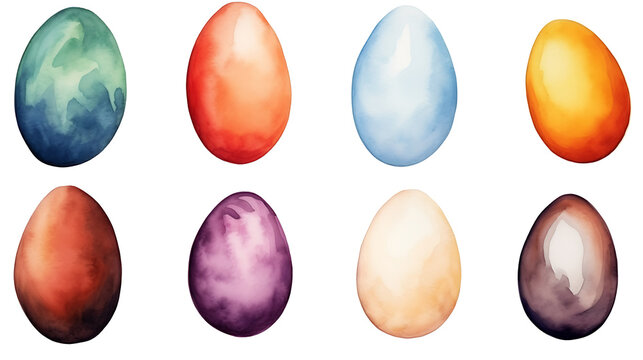Watercolor Set of egg elements collection clipart . generative ai