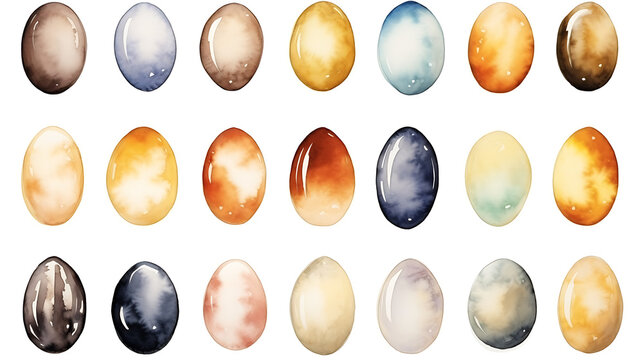 Watercolor Set of egg elements collection clipart . generative ai