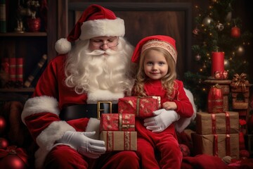 Fototapeta na wymiar parent and child at christmas