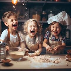 Young Cooks Spreading Christmas Cheer with Sweet Creations - obrazy, fototapety, plakaty