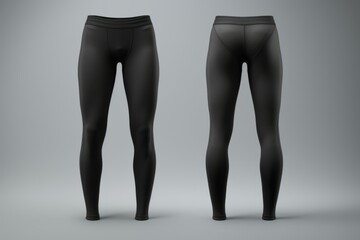 Black leggings pants isolated on gray background - obrazy, fototapety, plakaty