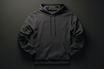 Blank black hoodie template. Hoodie sweatshirt long sleeve with clipping path, hoody for design mockup for print.