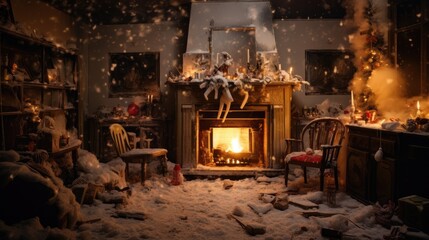 Fototapeta na wymiar fireplace in the room
