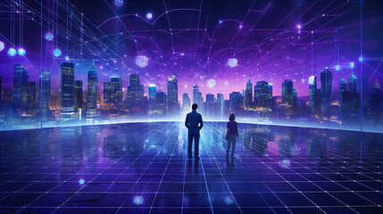 3D rendering of abstract digital technology background with connection lines and dots