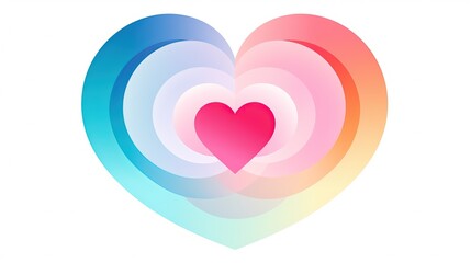 Heart with colorful gradient on white background