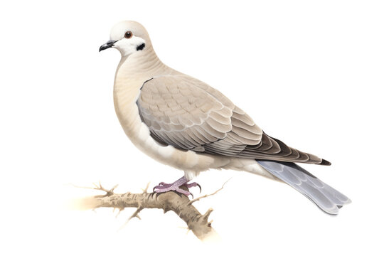 closeup image of a Eurasian collered dove Streptopelia decaocto cut out and isolated on a white background. ipgeon cut out