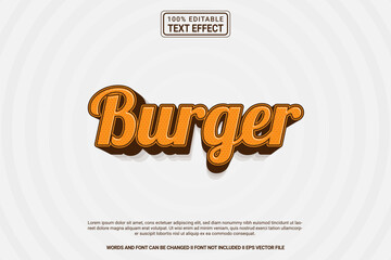 Dynamic editable text effect Burger 3d cartoon template style modren premium vector