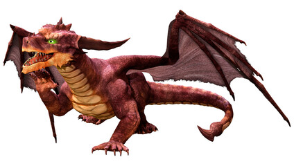 3D Rendering Fairy Tale Dragon on White