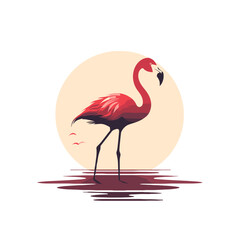 Rosa Flamingo bei Sonnenuntergang - Vektorillustration