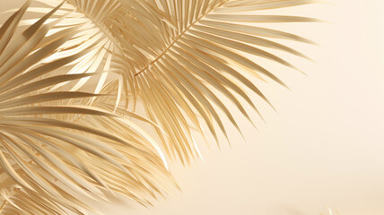 Obraz premium The palm plant tree and its leaves shadow on the bright orange color wall, Generative AI.