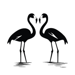 Zwei Flamingos in Liebe Silhouette