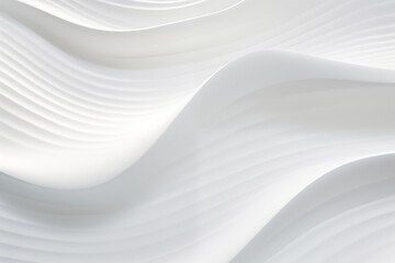 White rhythmic waves. Abstract volumetric white background. Alternation of thin and wide waves.