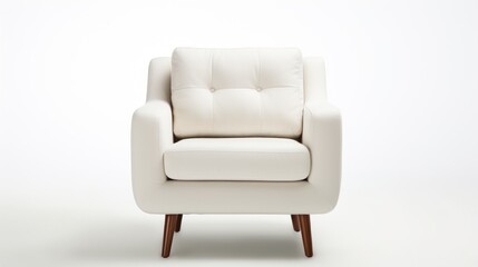 Obraz premium Closeup of white lounge chair. Modern minimalist home living room interior. materials for furniture finishing