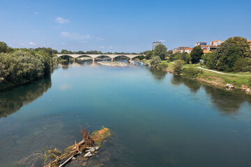 Fototapeta na wymiar view of the Ticino river in Pavia Italy