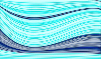 Obraz premium smooth parallel set of curved stripes undulating in shades of turquoise and grey on a white background