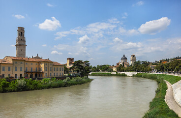 landscape on the river Adige in Verona