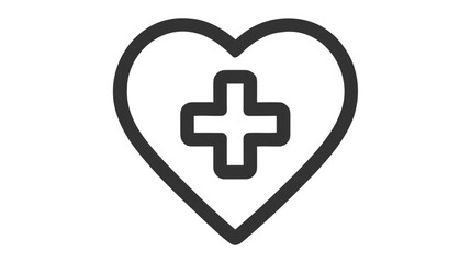 Vector health care icon, white cross in red heart