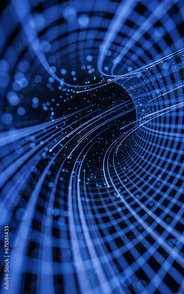Aufkleber flowing digital lines with cyberspace background, 3d rendering.