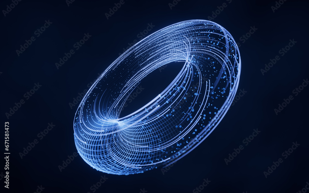Aufkleber flowing digital lines with cyberspace background, 3d rendering.