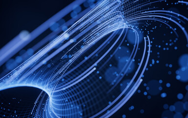 Flowing digital lines with cyberspace background, 3d rendering.