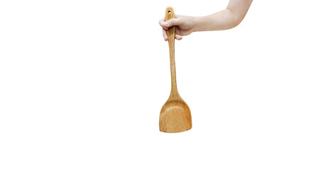 wooden spatula in hand PNG transparent