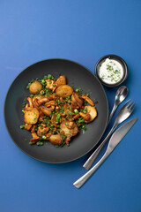 Hearty lunch, beautiful presentation of food in a restaurant, menu, banquet, cooking.
