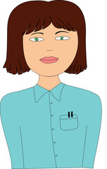 vector hand drawn female nurse or teacher with short hair in blue uniform