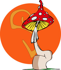 illustration of a person with a mushroom