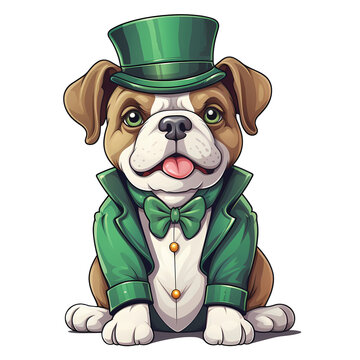Cute Bulldog St Patrick Clipart Illustration