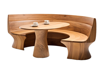 Elm Wood Breakfast Nook Isolated on Transparent Background. Ai