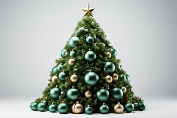 Christmas tree pine with gift decoration decor balls garlands new year interior