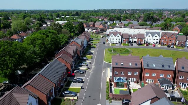 The Streets, Suburbs and Houses of Birmingham in the UK Aerial View