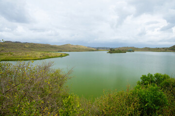 beautiful landscape with african lake in tarangire