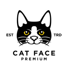 Cat face head logo icon design illustration