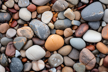 Fototapeta na wymiar illustration of pebbles stones on the beach background. Created with Generative AI 