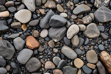 Naklejka premium illustration of pebbles stones on the beach background. Created with Generative AI 