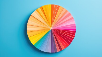 Gradient Colored Book Pages Pie Chart Directly Above View.
